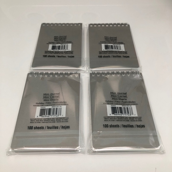 MSPCI Set of 4 Luxe Holiday Mini Journals Silver Spiral 100 Sheet Note Pads NEW! - Picture 5 of 12